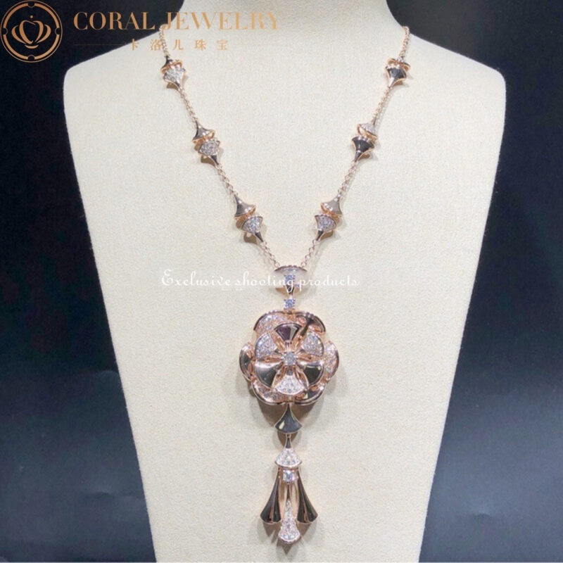 Bulgari Divas’ Dream CL856457 Necklace Rose Gold Set Diamonds Flower Necklace 8