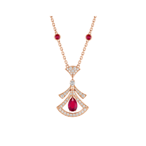 Bulgari Divas’ Dream 356953 Necklace Rose Gold Set Rubies and Diamonds 1