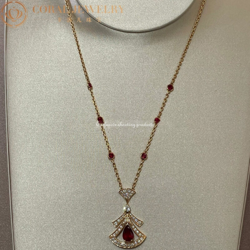 Bulgari Divas’ Dream 356953 Necklace Rose Gold Set Rubies and Diamonds 4