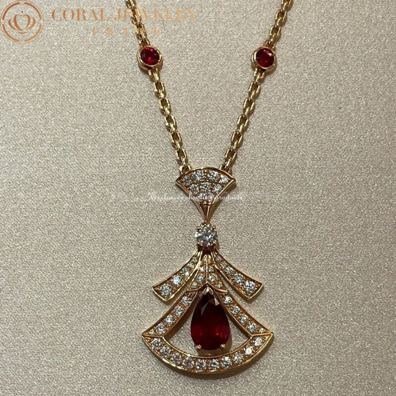 Bulgari Divas’ Dream 356953 Necklace Rose Gold Set Rubies and Diamonds 3