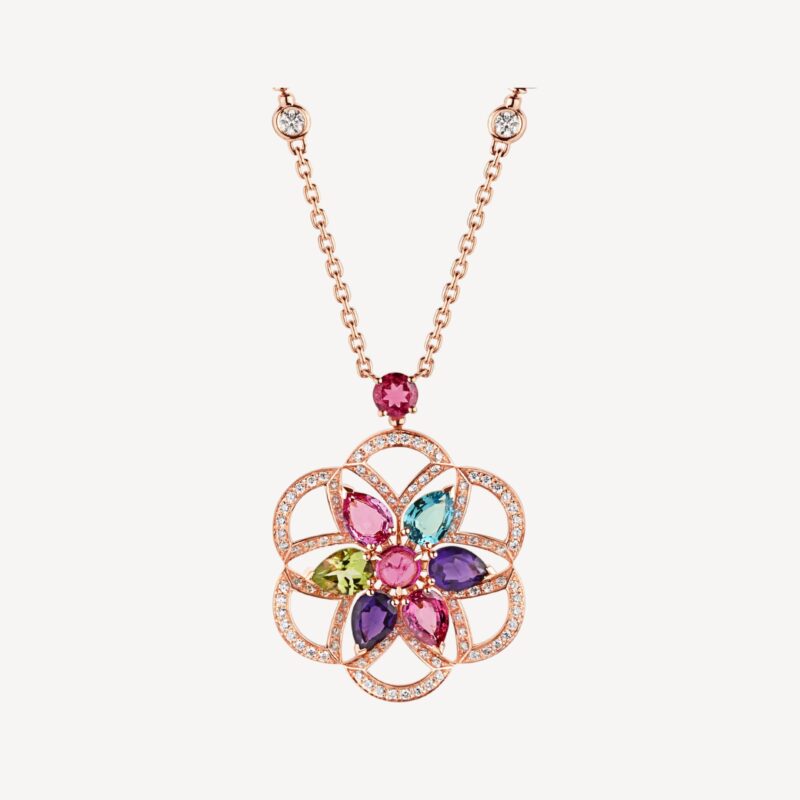 Bulgari Divas’ Dream 355617 Necklace Rose Gold Set with Coloured Gemstones and Pavé Diamonds 1