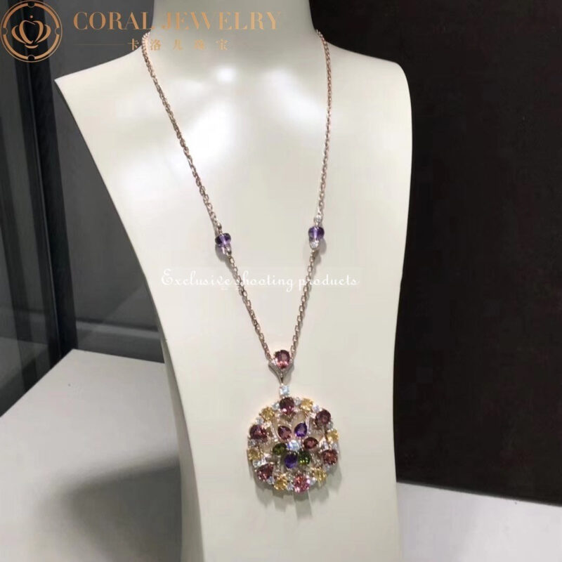 Bulgari Divas’ Dream 355907 Necklace Rose Gold Set with Coloured Gemstones and Pavé Diamonds 8