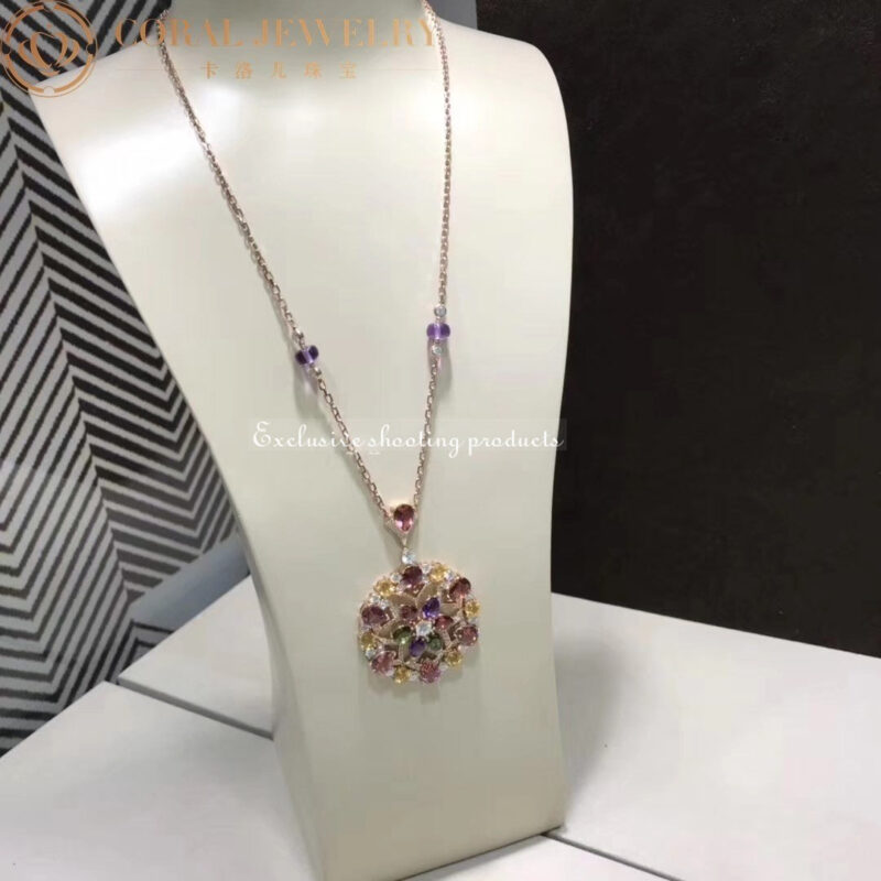 Bulgari Divas’ Dream 355907 Necklace Rose Gold Set with Coloured Gemstones and Pavé Diamonds 7