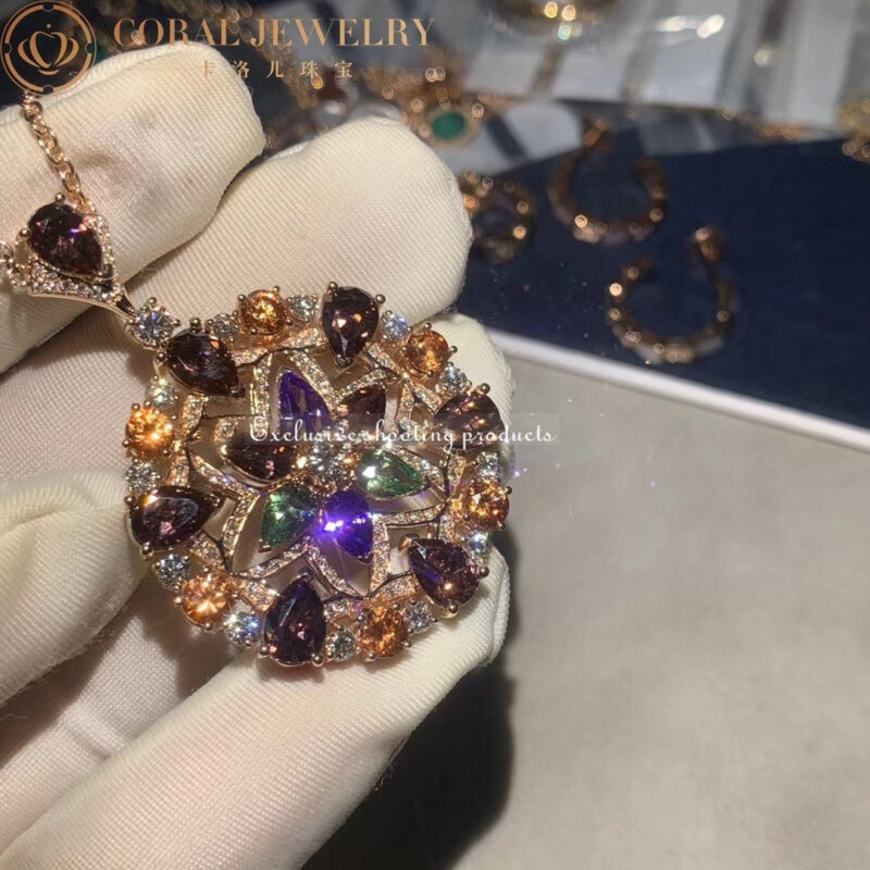 Bulgari Divas’ Dream 355907 Necklace Rose Gold Set with Coloured Gemstones and Pavé Diamonds 5