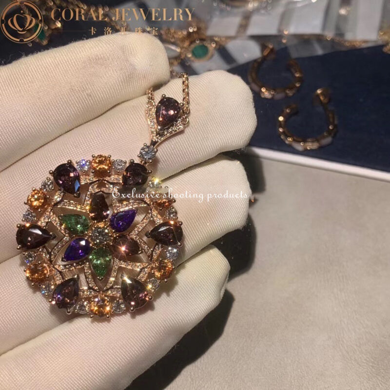 Bulgari Divas’ Dream 355907 Necklace Rose Gold Set with Coloured Gemstones and Pavé Diamonds 3