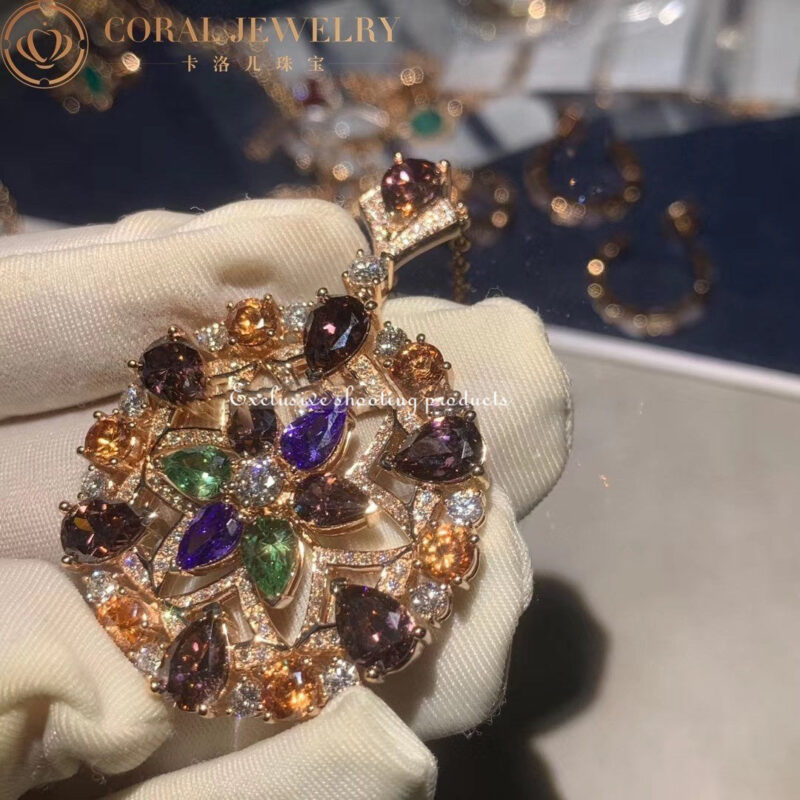 Bulgari Divas’ Dream 355907 Necklace Rose Gold Set with Coloured Gemstones and Pavé Diamonds 2
