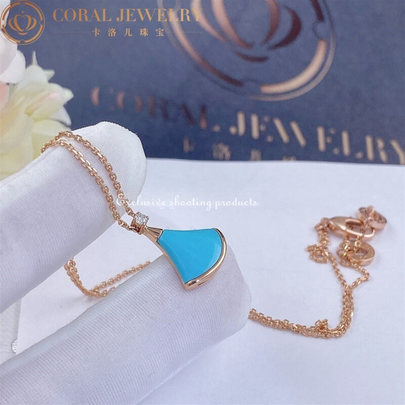 Bulgari Divas’ Dream 350584 Necklace Rose Gold Turquoise and Diamonds 5