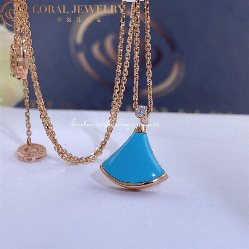 Bulgari Divas’ Dream 350584 Necklace Rose Gold Turquoise and Diamonds 4