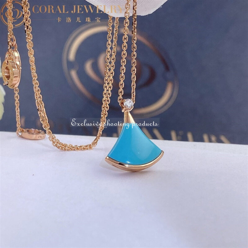 Bulgari Divas’ Dream 350584 Necklace Rose Gold Turquoise and Diamonds 3