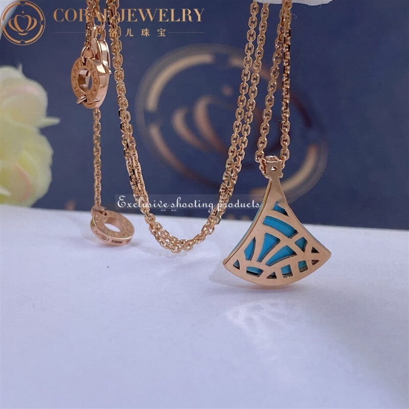 Bulgari Divas’ Dream 350584 Necklace Rose Gold Turquoise and Diamonds 2