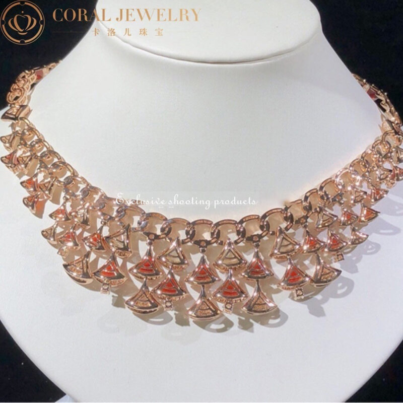 Bulgari Divas’ Dream 354092 Necklace Rose Gold with Carnelian Mother-of-pearl and Diamonds High Jewelry 10