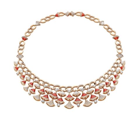 Bulgari Divas’ Dream 354092 Necklace Rose Gold with Carnelian Mother-of-pearl and Diamonds High Jewelry 1