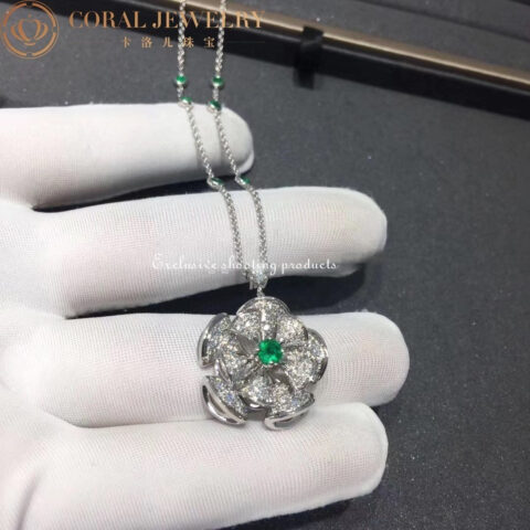 Bulgari Divas’ Dream 352626 Necklace White Gold Set Emeralds and Diamonds 11
