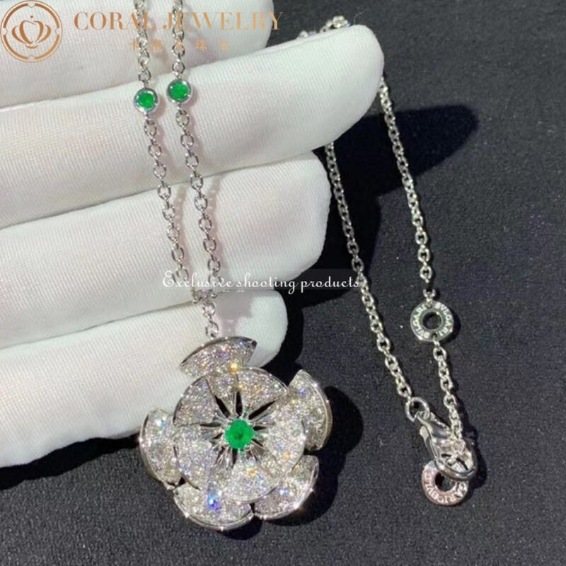 Bulgari Divas’ Dream 352626 Necklace White Gold Set Emeralds and Diamonds 4