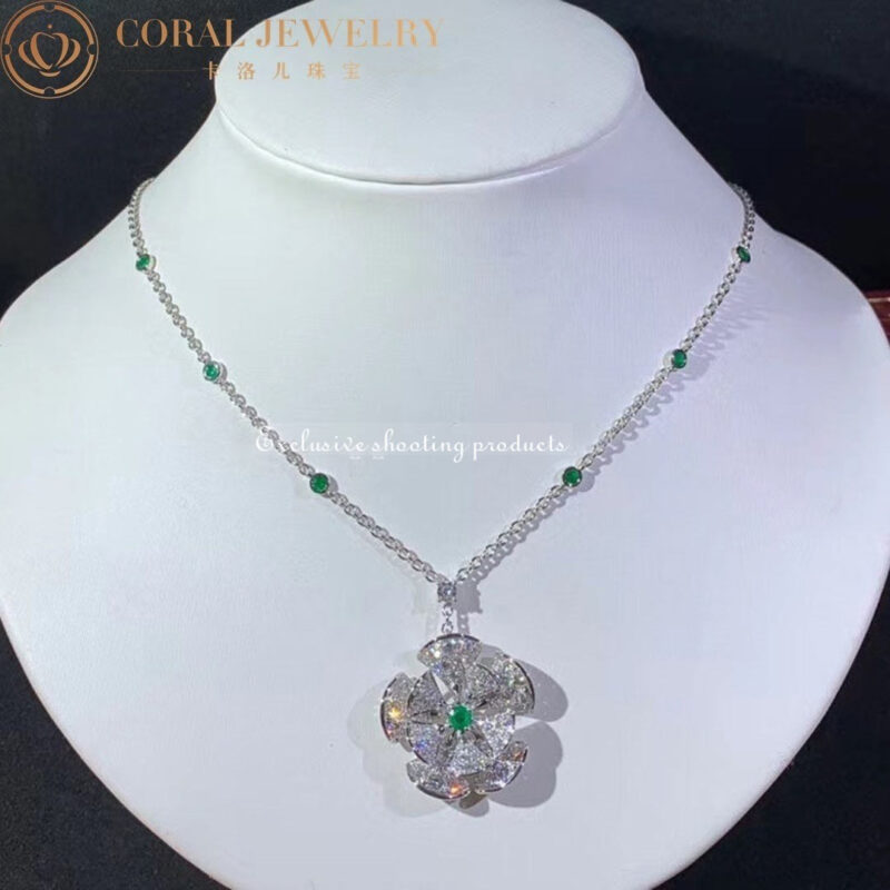 Bulgari Divas’ Dream 352626 Necklace White Gold Set Emeralds and Diamonds 7