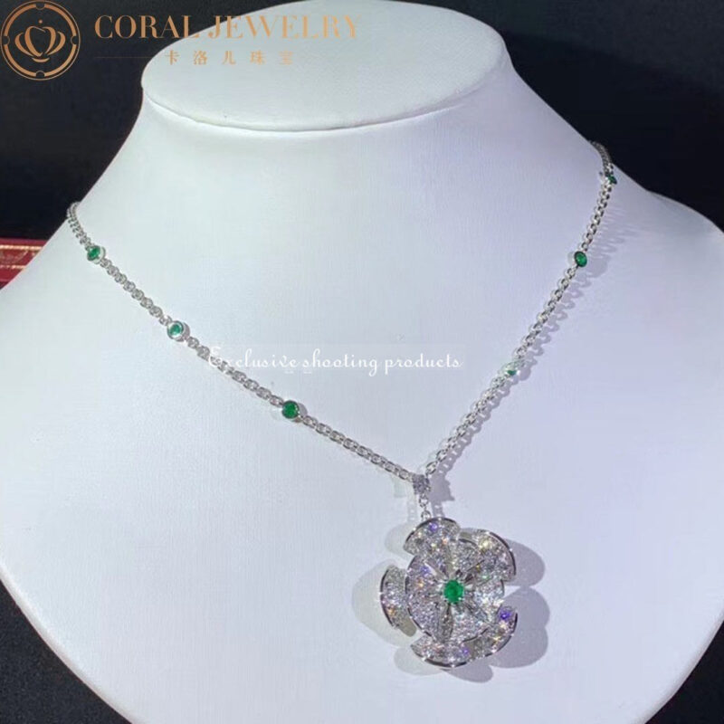 Bulgari Divas’ Dream 352626 Necklace White Gold Set Emeralds and Diamonds 6