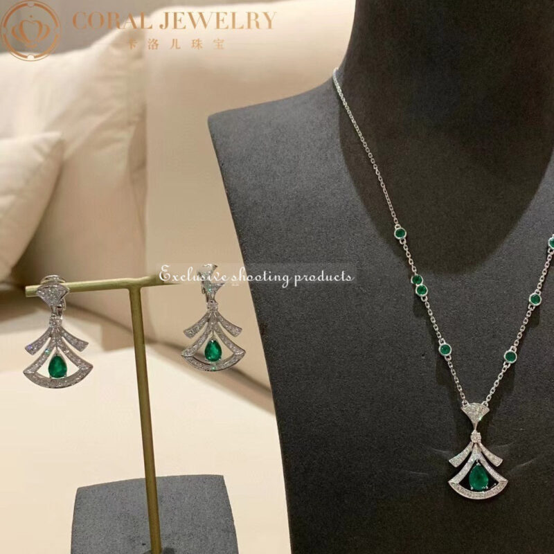 Bulgari Divas’ Dream 356955 Necklace White Gold Set Emeralds and Diamonds 3