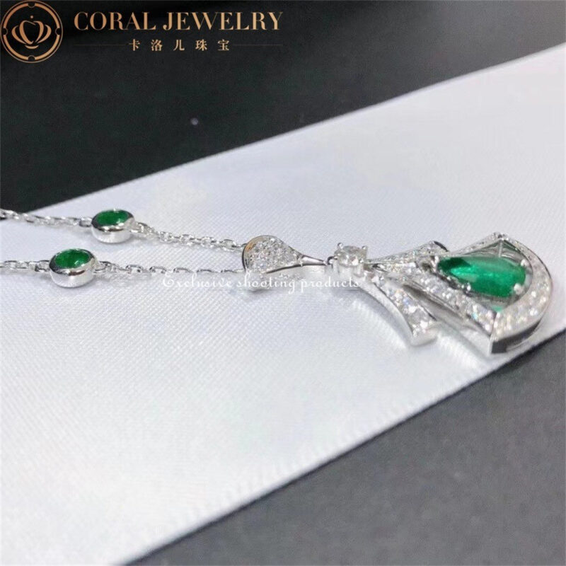 Bulgari Divas’ Dream 356955 Necklace White Gold Set Emeralds and Diamonds 9