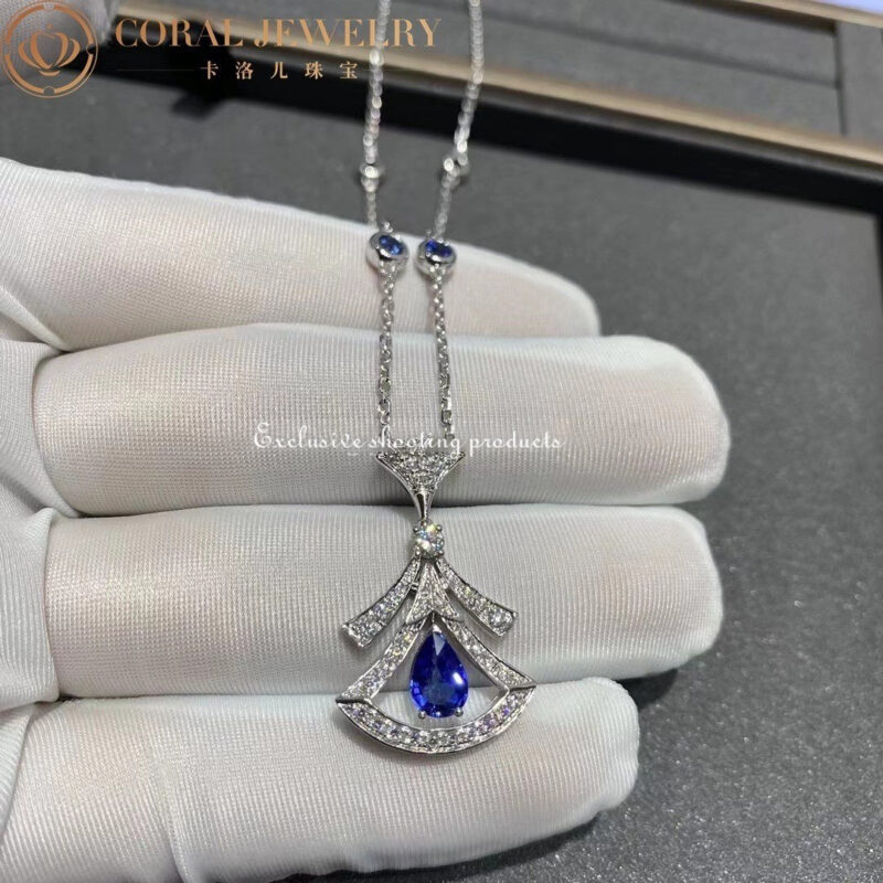 Bulgari Divas’ 357325 Dream Necklace White Gold Set Sapphires and Diamonds 10