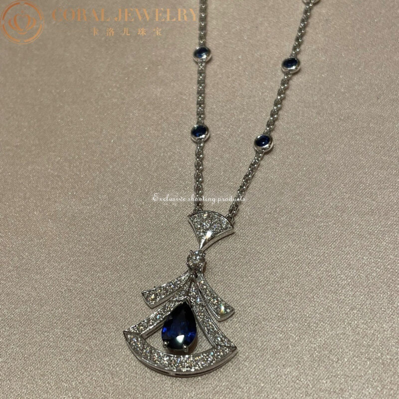 Bulgari Divas’ 357325 Dream Necklace White Gold Set Sapphires and Diamonds 6