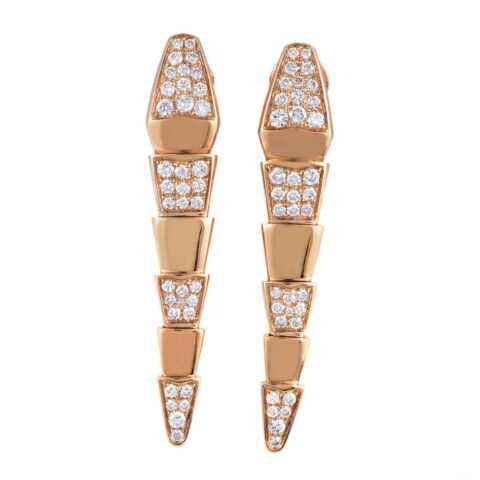 Bulgari Serpenti Rose Gold Earrings Partial Diamond Pave Drop Earrings 1