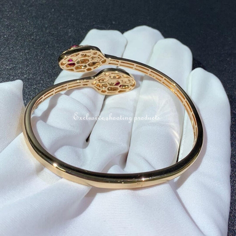 Bulgari Serpenti 356504 18 kt rose gold bracelet set with rubellite eyes and pavé diamonds 6