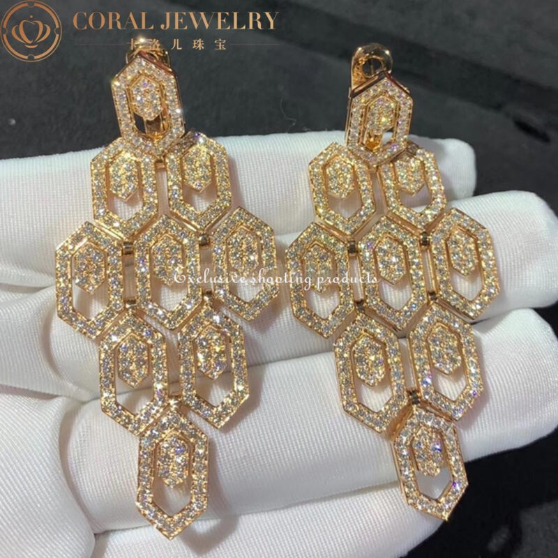 Bulgari Serpenti 356507 18 kt rose gold earrings set with pavé diamonds 14