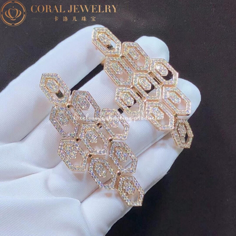Bulgari Serpenti 356507 18 kt rose gold earrings set with pavé diamonds 5