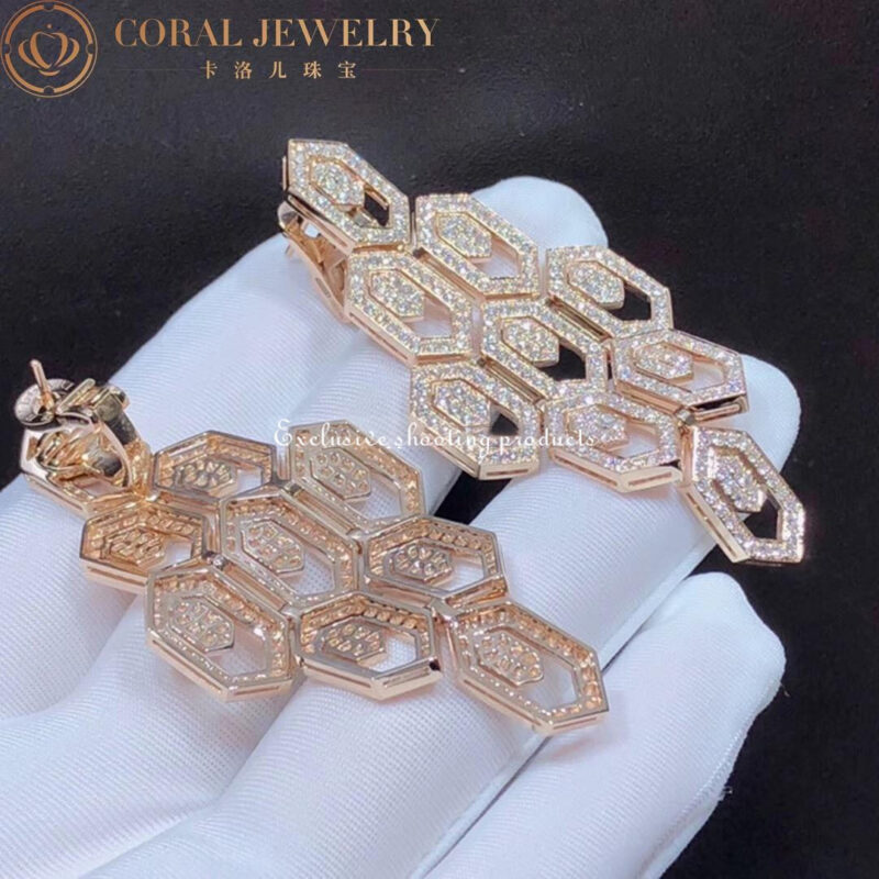 Bulgari Serpenti 356507 18 kt rose gold earrings set with pavé diamonds 4