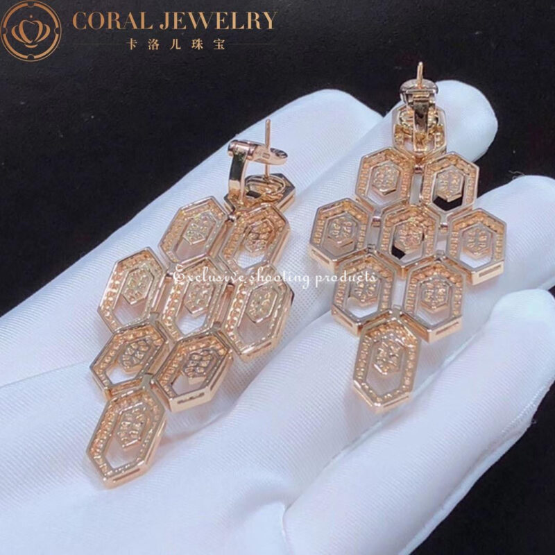 Bulgari Serpenti 356507 18 kt rose gold earrings set with pavé diamonds 3