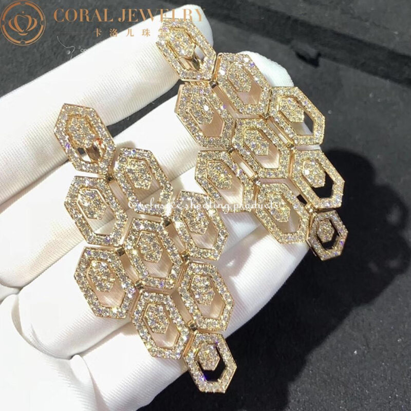 Bulgari Serpenti 356507 18 kt rose gold earrings set with pavé diamonds 12