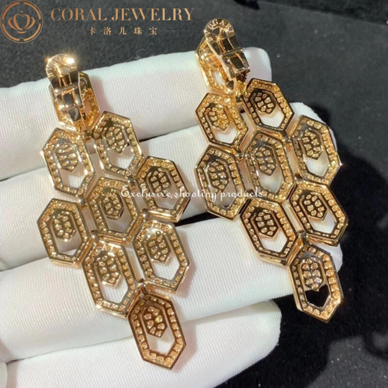 Bulgari Serpenti 356507 18 kt rose gold earrings set with pavé diamonds 11