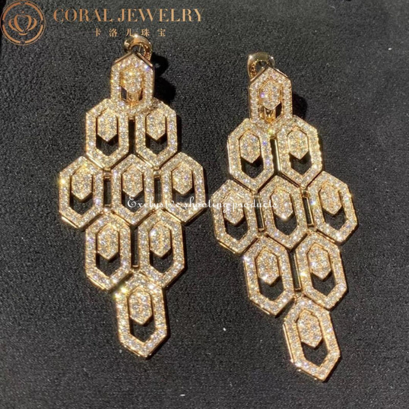 Bulgari Serpenti 356507 18 kt rose gold earrings set with pavé diamonds 9