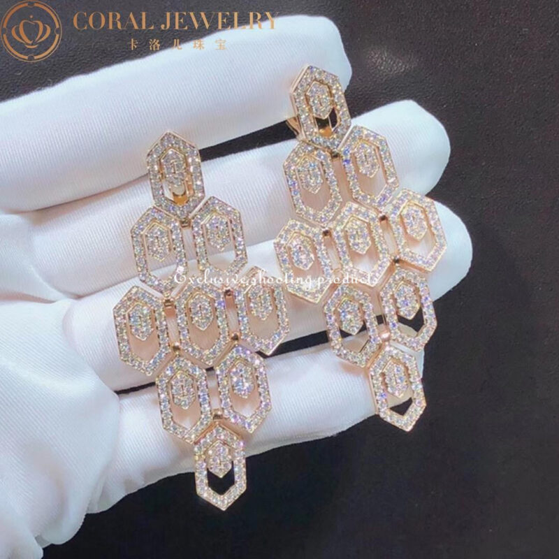 Bulgari Serpenti 356507 18 kt rose gold earrings set with pavé diamonds 8