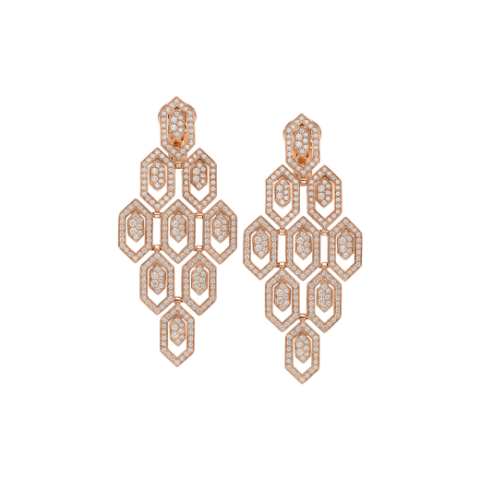Bulgari Serpenti 356507 18 kt rose gold earrings set with pavé diamonds 1