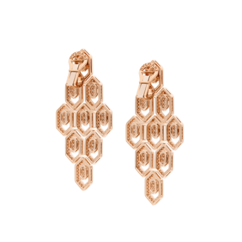 Bulgari Serpenti 356507 18 kt rose gold earrings set with pavé diamonds 2