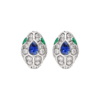 Bulgari Serpenti 355355 18 kt white gold earrings set with a blue sapphire on the head emerald eyes and pavé diamonds 1