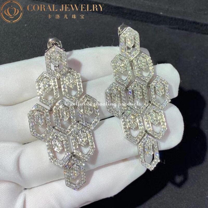 Bulgari Serpenti 353844 18 kt white gold earrings set with pavé diamonds OR8577532