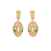 Bulgari Serpenti 354576 18 kt yellow gold earrings set with pavé diamonds and malachite eyes 1