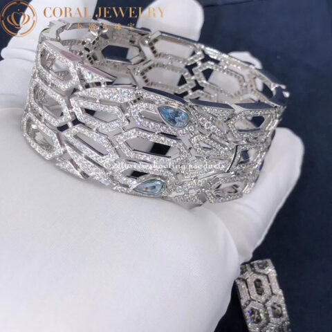 Bulgari Serpenti 352753 Bracelet White Gold Diamond And Aquamarine 6