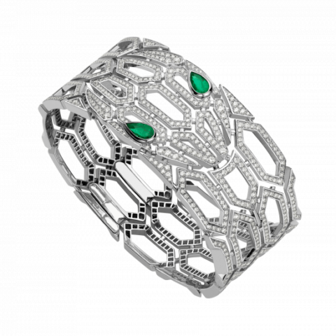 Bulgari Serpenti 352753 Bracelet White Gold Diamond And Emerald 1