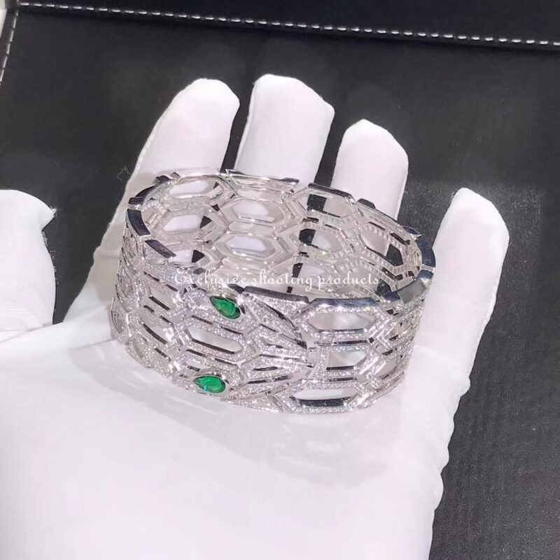 Bulgari Serpenti 352753 Bracelet White Gold Diamond And Emerald 5