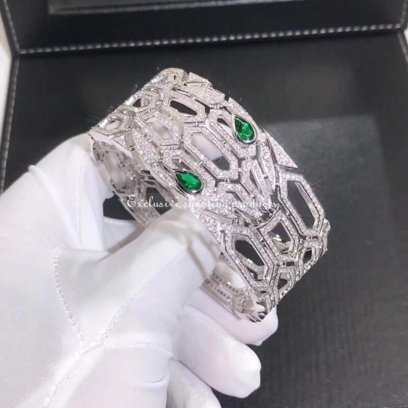 Bulgari Serpenti 352753 Bracelet White Gold Diamond And Emerald 8