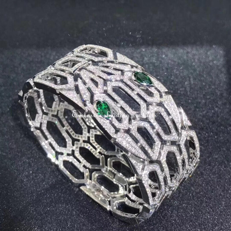 Bulgari Serpenti 352753 Bracelet White Gold Diamond And Emerald 6