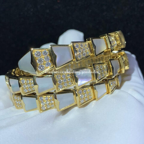 Bulgari BR855296 Serpenti Bracelet Yellow Gold Diamond and Mother of Pearl 9