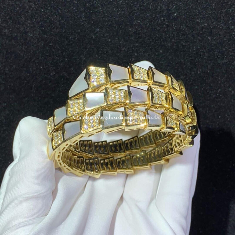 Bulgari BR855296 Serpenti Bracelet Yellow Gold Diamond and Mother of Pearl 8
