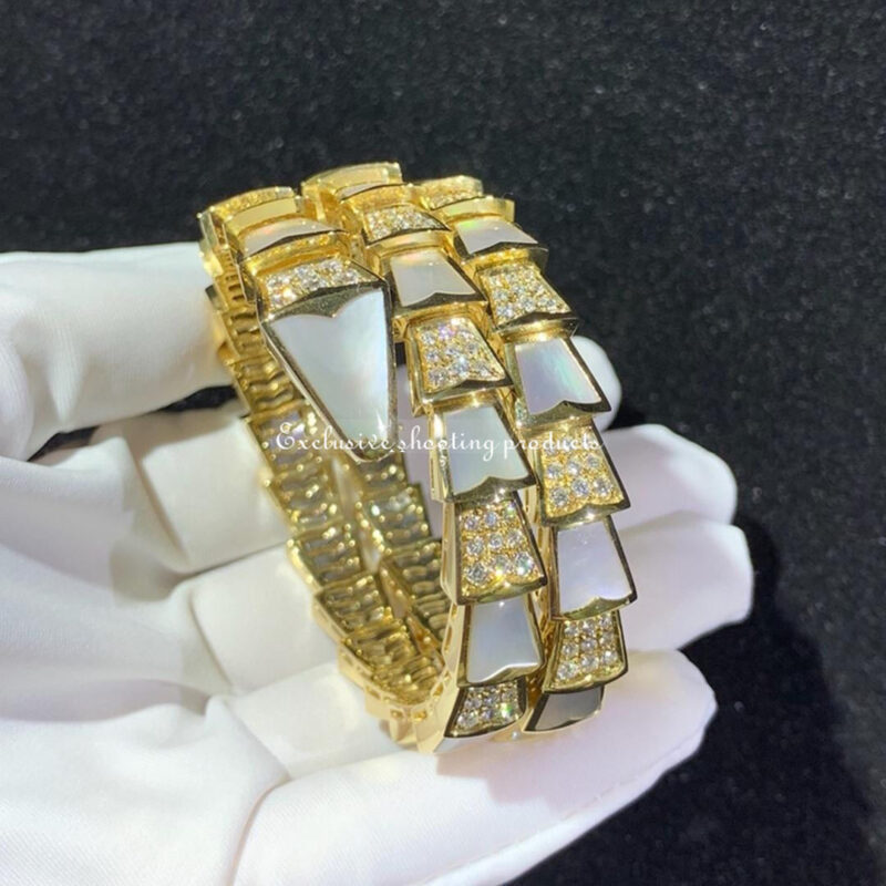 Bulgari BR855296 Serpenti Bracelet Yellow Gold Diamond and Mother of Pearl 5