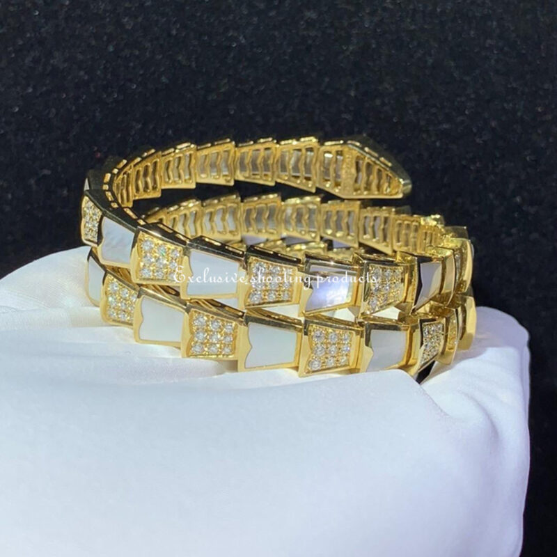 Bulgari BR855296 Serpenti Bracelet Yellow Gold Diamond and Mother of Pearl 4