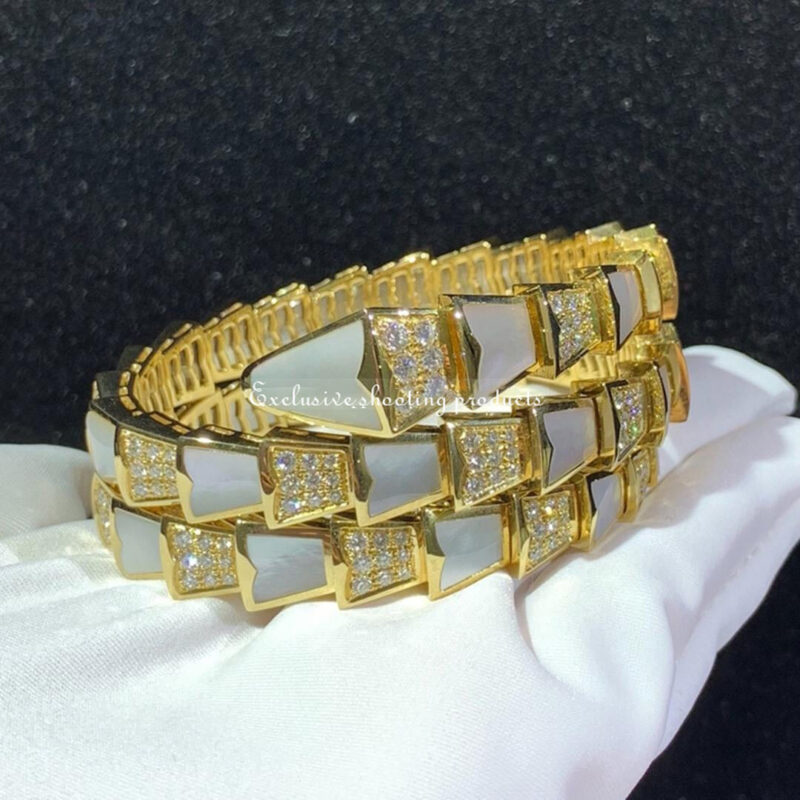 Bulgari BR855296 Serpenti Bracelet Yellow Gold Diamond and Mother of Pearl 2