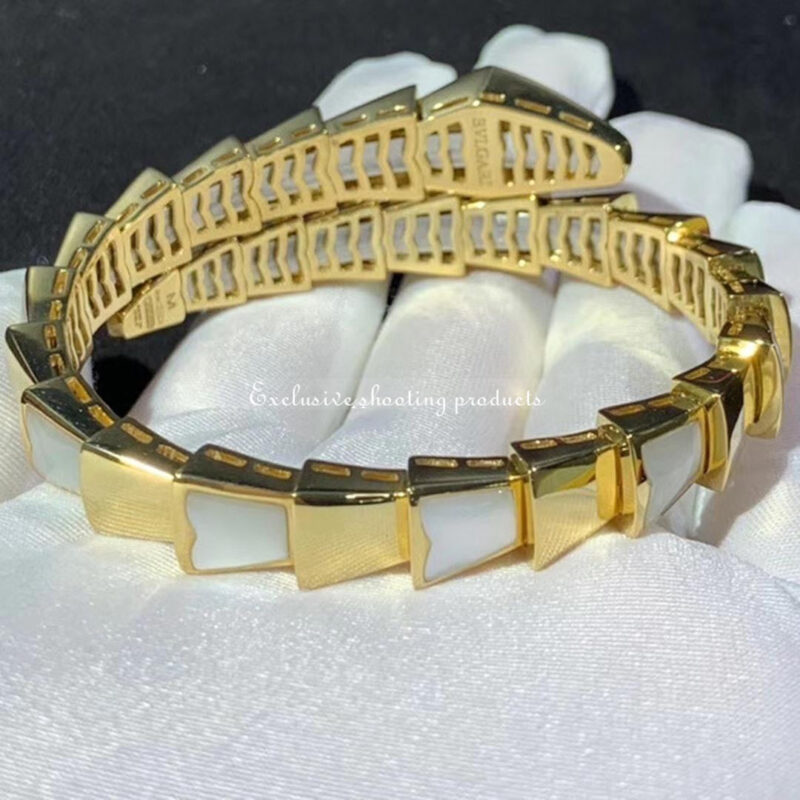 Bulgari Serpenti BR855763 bracelet yellow gold with delicate mother-of-pearl elements 7